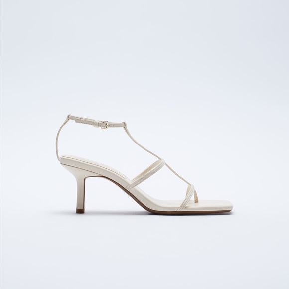 Zara Multi Strap High Heel Sandal / white / beige/ 8 - Picture 2 of 8